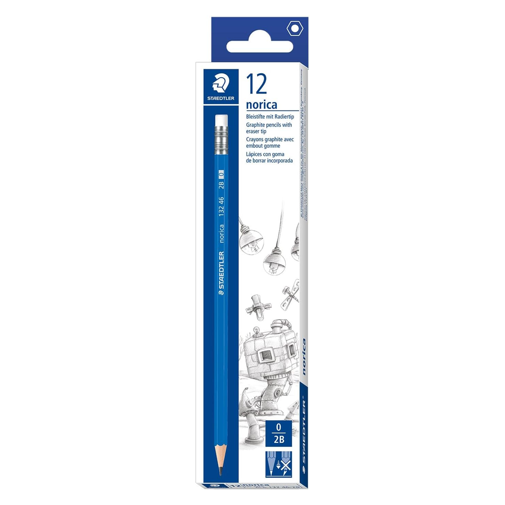 STAEDTLER 132 46-HB Norica Graphite Pencil - HB with Eraser Pack of 12 Pencils 