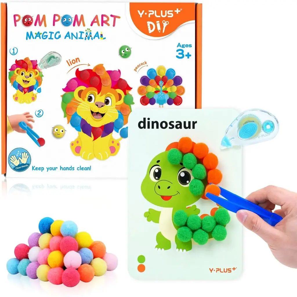 واي بلس Pom Pom Art طقم أشغال يدوية بتصاميم الحيوانات - CP240700