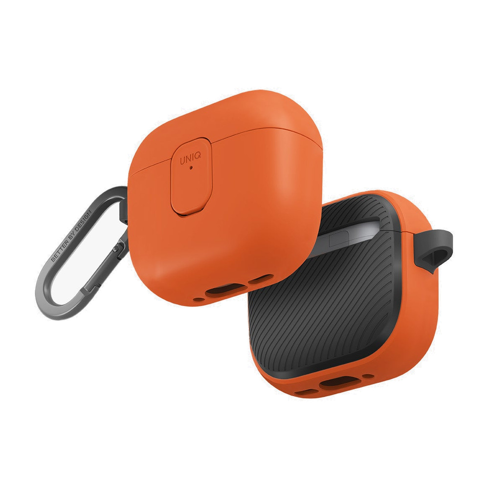UNIQ Clyde Locking Case for AirPods 4th / 5th Gen - Volt Orange / Charcoal