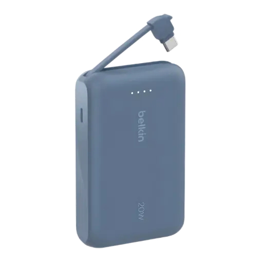 [DNA0003240] Belkin BoostCharge Power Bank 10,000mAh 20W with Built-In USB-C Cable - Blue