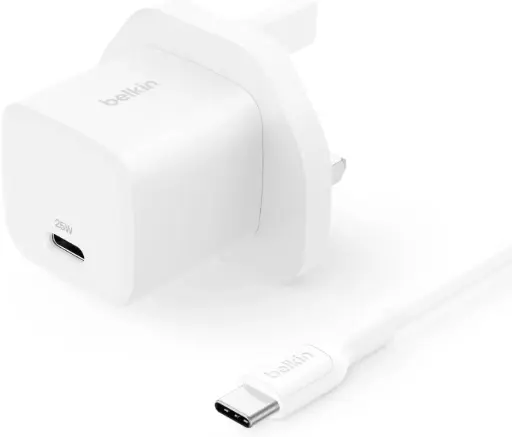 [DNA0003308] شاحن جداري بلكين USB-C بقدرة 25 واط مع تقنية PPS وكابل USB-C إلى USB-C طول 1 متر