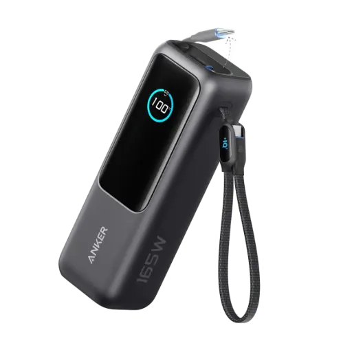 [DNA0004344] باور بانك أنكر 25,000 ملّي أمبير 165 واط مع كابل USB-C مدمج وقابل للسحب