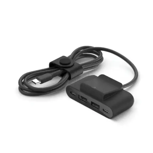 [DNA0007007] موزع طاقة Belkin بأربع منافذ USB، يحتوي على منفذين USB-C ومنفذين USB-A، مع سلك تمديد بطول 2 متر