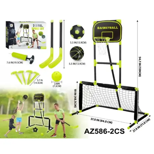 [DNA0014966] Aojie Sport - 3 In 1 Combo Set (Basketball Soccer Hockey Set)