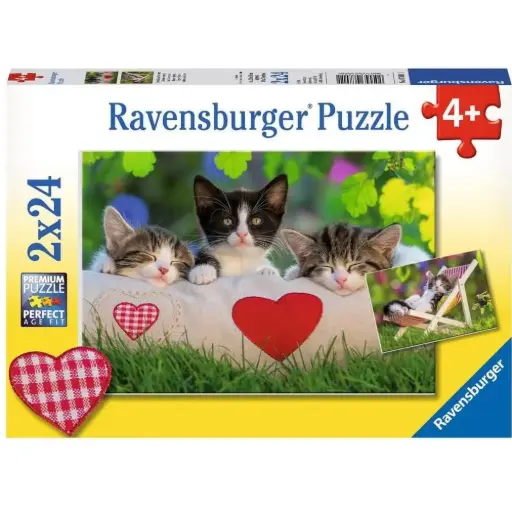 [DNA0015124] Ravensburger قطط نائمة لغز 2 × 24 قطعة