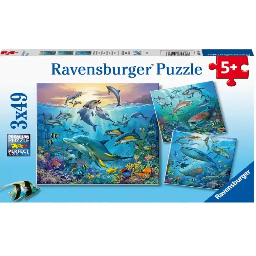[DNA0015136] Ravensburger - حياة المحيط 3 × 49 قطعة لغز