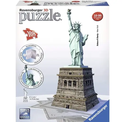 [DNA0015154] Ravensburger تمثال الحرية 108 قطعة ثلاثي الأبعاد