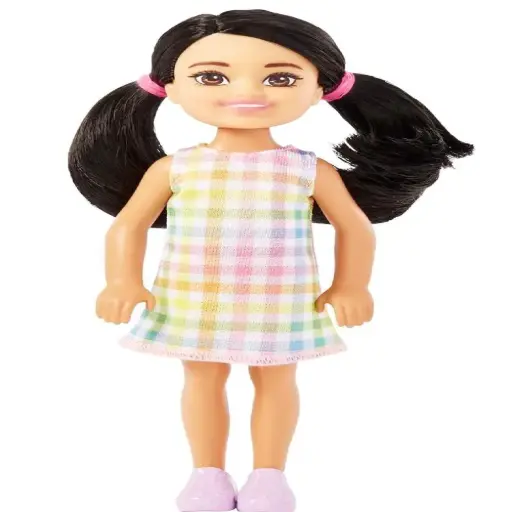 [DNA0015418] Barbie Chelsea Doll Small Doll With Plaid Dress & Pink Shoes