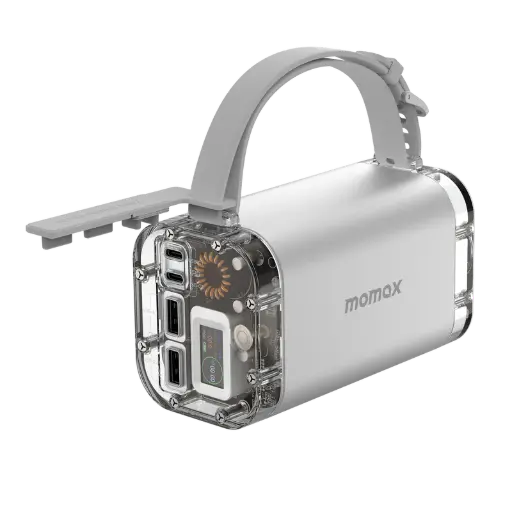 [DNA0025203] محطة طاقة محمولة من مومكس iPower Stone Mini بسعة 40000 مللي أمبير وقوة 100 واط باللون الفضي