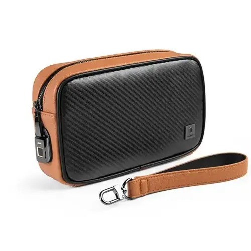 [DNA0026814] Wiwu Master Carbon Fingerprint Lock Pouch Brown