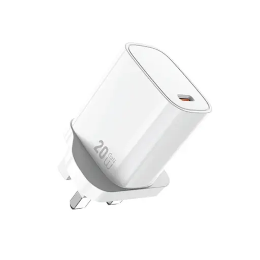 [DNA0026886] شاحن GaN أساسي من Wiwu WI-G007 بقدرة 20 واط (منفذ USB-C واحد + كابل C إلى Lightning)