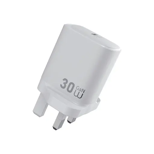 [DNA0026889] شاحن GaN أساسي من Wiwu WI-G008 بقدرة 30 واط (منفذ USB-C واحد + كابل C إلى C)