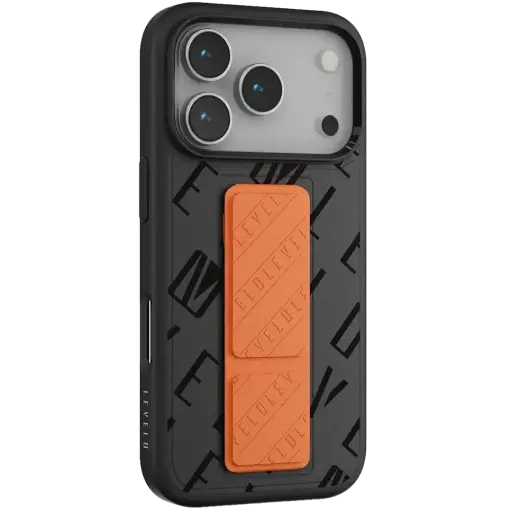 [DNA0026992] Levelo Morphix Vallo Faux Leather GripStand Case iPhone 17 Pro Max BLK ORG