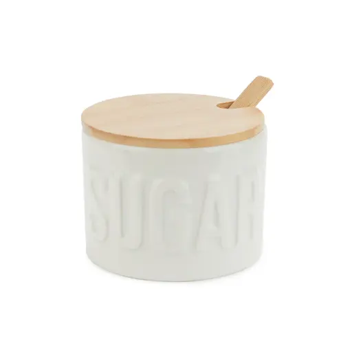[DNA0027707] Balvi Sugar bowl,Sugar,white,ceramic/bamboo