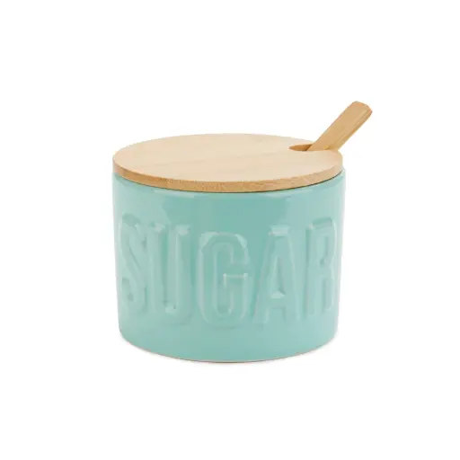 [DNA0027711] Balvi Sugar bowl,Sugar,with lid,turquoise,ceramic/bamboo