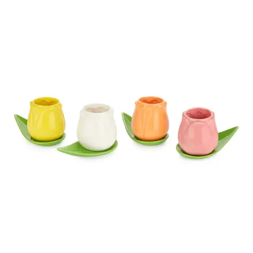 [DNA0027760] Balvi Coffee cup set,Tulip,assorted colours,x4,ceramic