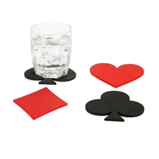 [DNA0027772] Balvi Coasters,Dealer,x4,red/black,plastic