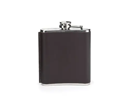 [DNA0028106] Kikkerland LEATHER HIP FLASK 7OZ - code Y926
