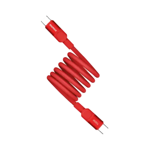 [DNA0028587] Momax Mag Link USB-C to USB-C 100W Magnetic Cable (1m) - Red