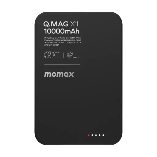[DNA0028595] Momax Q.Mag X1 10000mAh Magnetic Wireless Battery Pack - Black