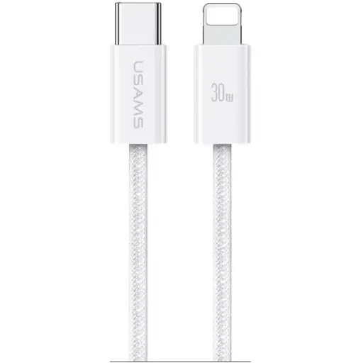 [DNA0028681] USAMS US-SJ657 U86 30W Type-C to Lightning Braided Cable 1.2m (White)
