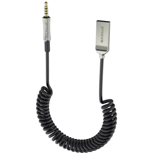 [DNA0028713] محوّل بلوتوث AUX من Proove Steel Spring بمنفذ USB إلى 3.5 ملم – أسود