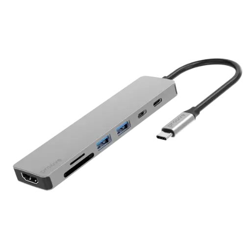 [DNA0028743] موزّع منافذ Proove Iron Link 7 في 1 مع HDMI – فضي
