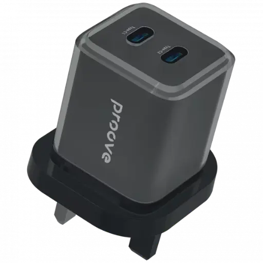 [DNA0028757] شاحن حائطي Proove Pure GaN بقدرة 45 واط مع منفذين Type-C – قابس المملكة المتحدة – أسود