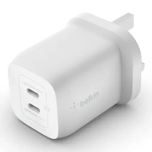[DNA0029724] Belkin BoostCharge Pro Dual USB-C GaN Wall Charger with PPS 65W, White