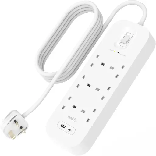 [DNA0029727] Belkin Surge Protector 18W with USB-A and USB-C Ports, 2M