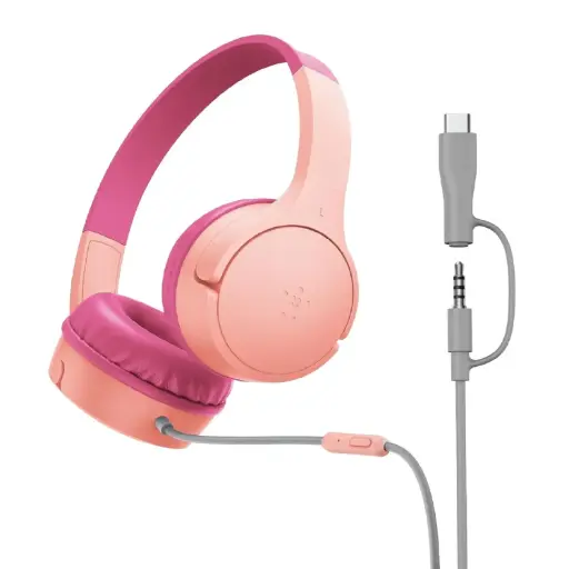 [DNA0029762] Belkin SoundForm Mini Wired On-Ear Headphones, Pink