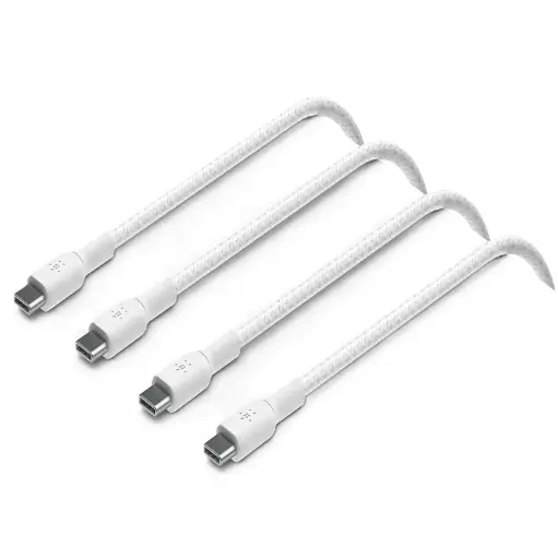 [DNA0029768] كيبل مضفر بيلكن USB-C إلى USB-C بقوة 60 واط بطول 1 متر — اللون الأبيض (عبوة من قطعتين)