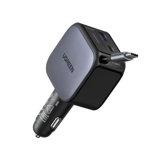 [DNA0030208] UGREEN 60W Fast Car Charger with Retractable Cable