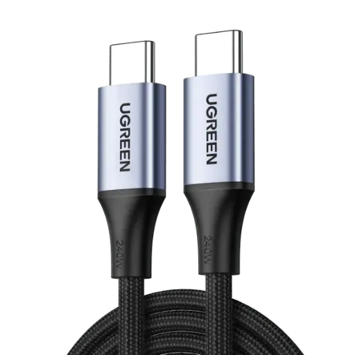 [DNA0030285] كيبل يوغرين USB-C إلى USB-C للشحن السريع بقدرة 100 واط (5A) بطول 2 متر — اللون الرمادي