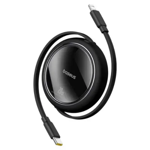 [DNA0030369] كيبل باسيوس Free2Pull قابل للسحب من USB-C إلى iPhone بقدرة 20 واط وطول 1 متر — اللون الأسود