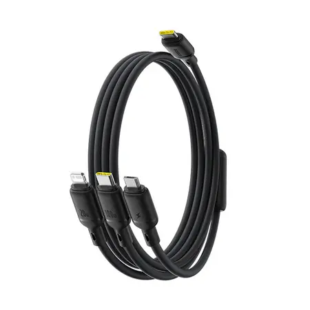 [DNA0030378] Baseus Silky 3-in-1 Cable USB-C to M+L+C 100W 1.5m Black