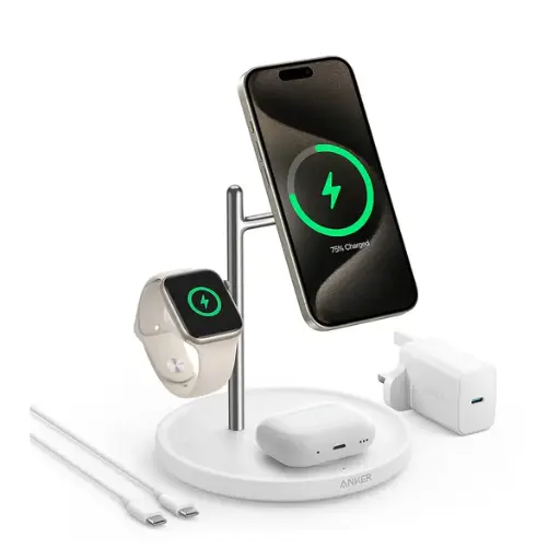 [DNA0030607] Anker MagGo Charging Station 3-in-1 Foldable Qi2 15W - White