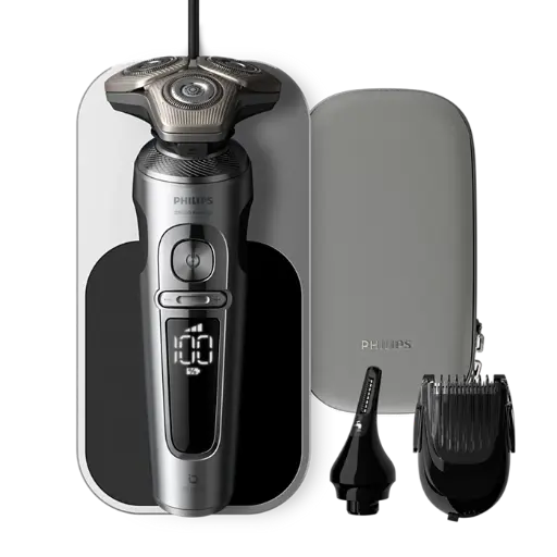 [DNA0030681] ماكينة حلاقة كهربائية فيليبس S9000 Prestige للاستخدام الجاف والرطب مع تقنية Smart SkinIQ — الطراز SP9871/22