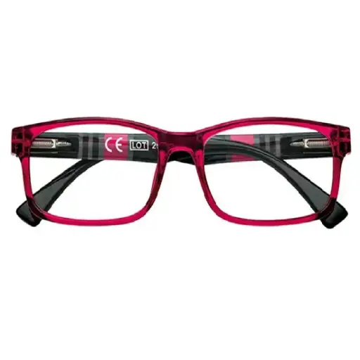 [DNA0032653] نظارة قراءة زيبو – إطار "Slim Fashion" أحمر موديل B25 بقوة +1.00 – 31Z-B25-RED100