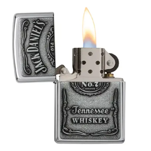 [DNA0032732] Zippo Windproof Lighter – Regular High Polish Chrome Jack Daniel's Emblem – 250-JD427