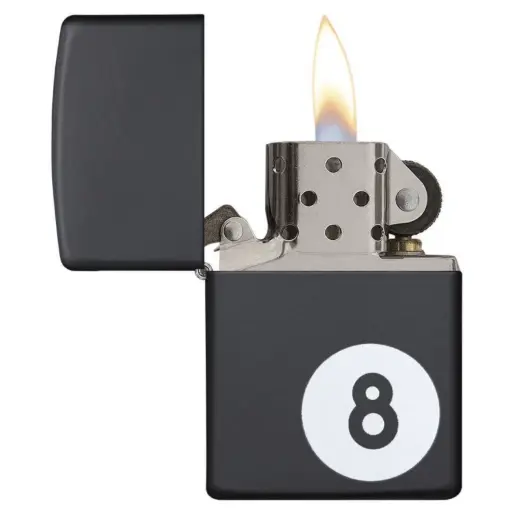 [DNA0032757] Zippo Windproof Lighter – Regular Brushed Chrome 8-Ball Design – 28432