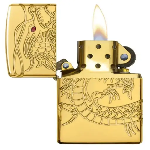 [DNA0032773] Zippo Windproof Lighter – High Polish Chrome Chinese Dragon Collectible – 29265
