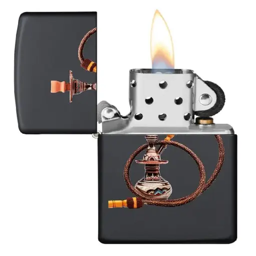 [DNA0032777] Zippo Windproof Lighter – Regular Black Matte – Modern Hookah Design – 218-CI405079