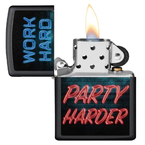 [DNA0032783] Zippo Windproof Lighter – Regular Black Matte – Work Hard Design – 218-CI412248