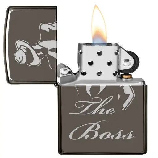 [DNA0032785] Zippo Windproof Lighter – Slim Chrome – The Boss Design – 150-MP402975