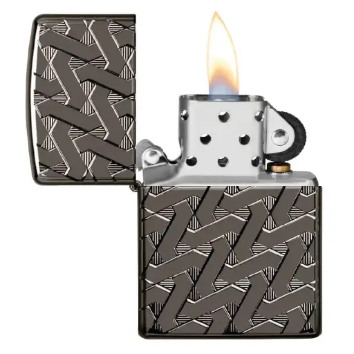 [DNA0032805] Zippo Windproof Lighter – High Polish Chrome – Geometric Weave Design – 49173-24095