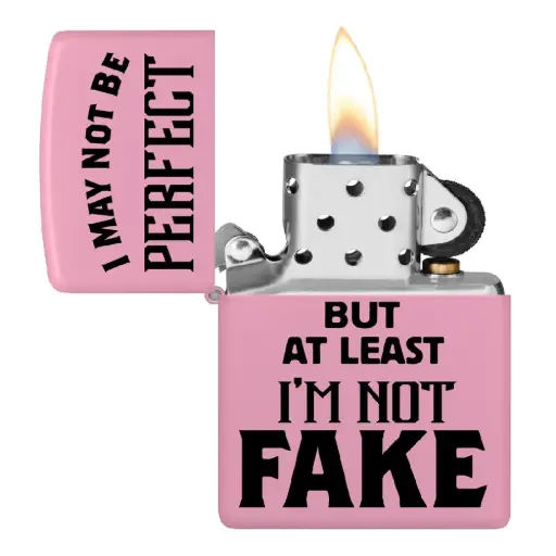 [DNA0032813] Zippo Windproof Lighter – Regular Pink Matte – I May Not Be Perfect – 238-CI404934