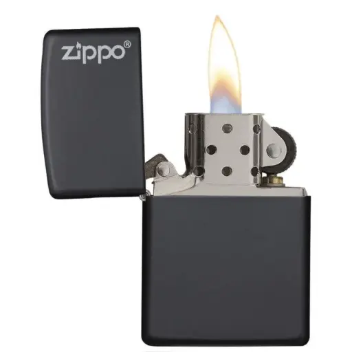 [DNA0032841] Zippo Windproof Lighter – Regular Black Matte – Mazzi Flame Lion – 218-CI001279