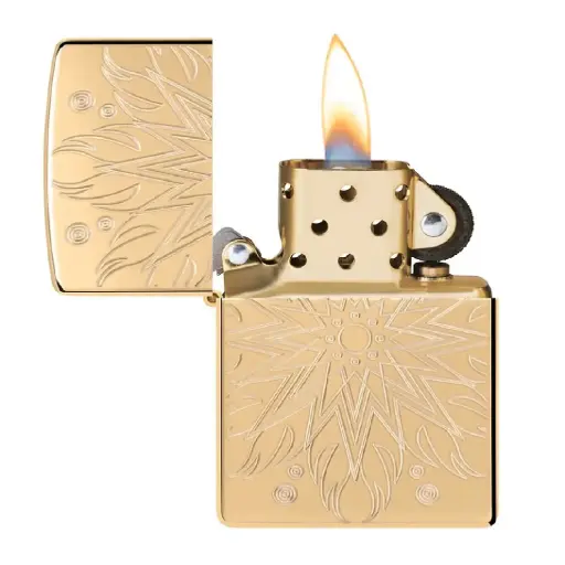 [DNA0032863] Zippo Windproof Lighter – Brushed Chrome Slim – Door Carving Design – 169-AE401569