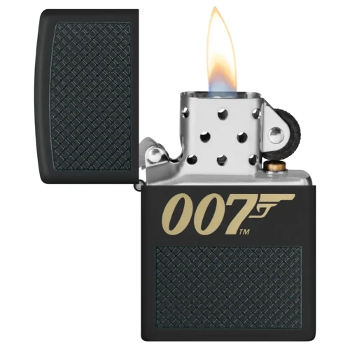 [DNA0032907] Zippo Windproof Lighter – Regular Black Matte – James Bond 007 Gun Logo – 46297-218